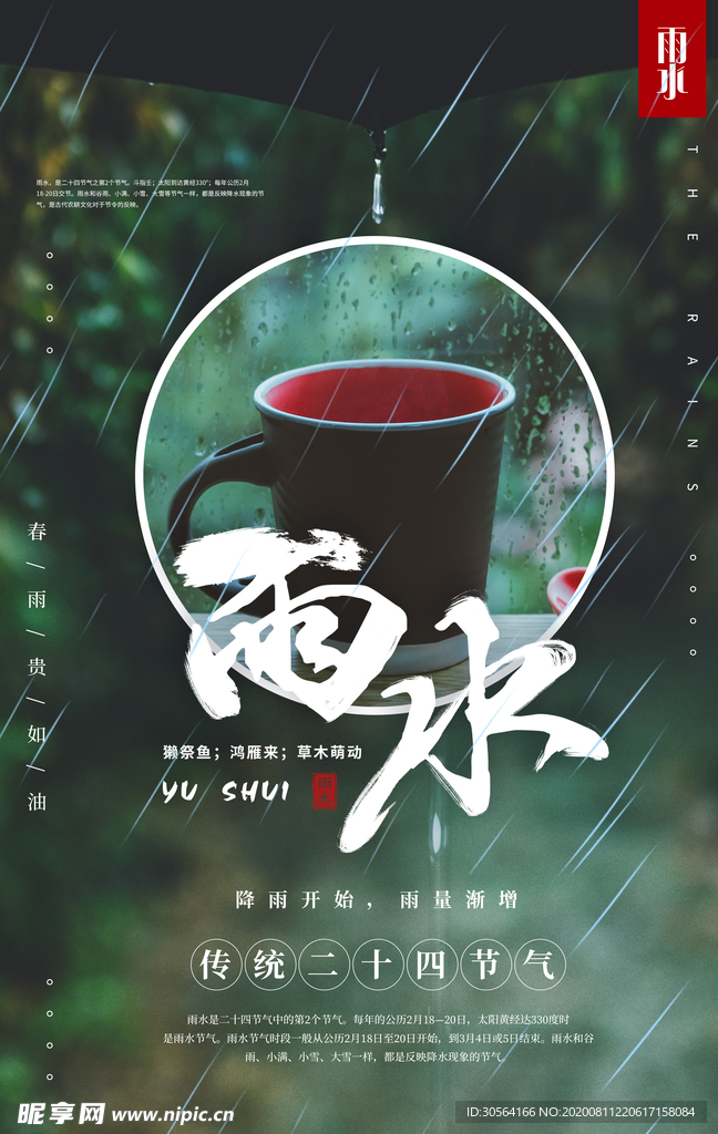 雨水传统节日宣传活动海报素材