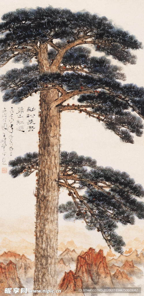 迎客松水墨装饰画