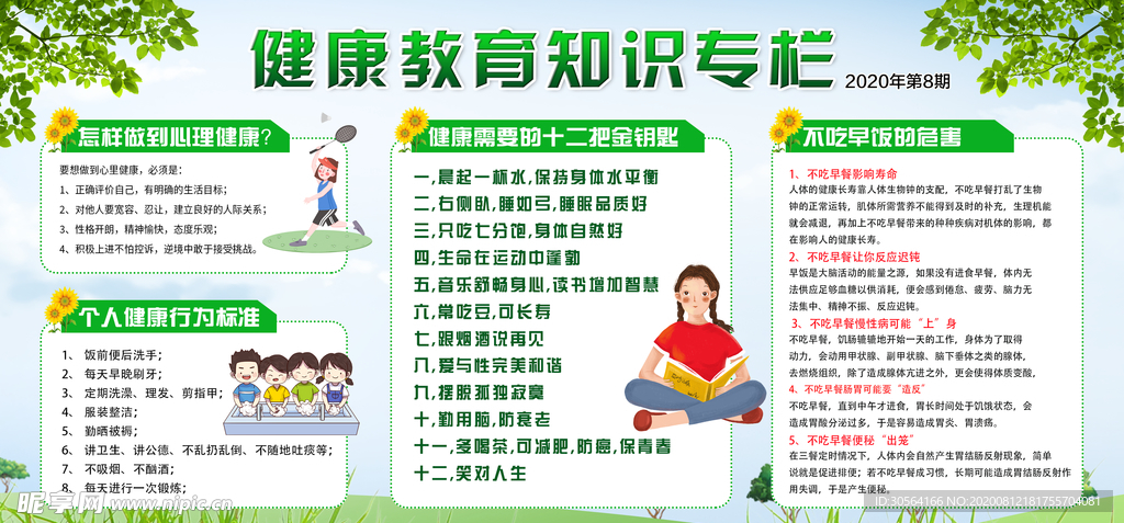 健康教育公益宣传展板素材