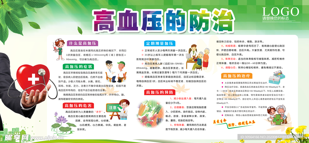 高血压预治公益宣传展板素材