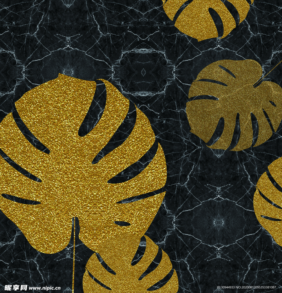 金色叶子方正装饰画