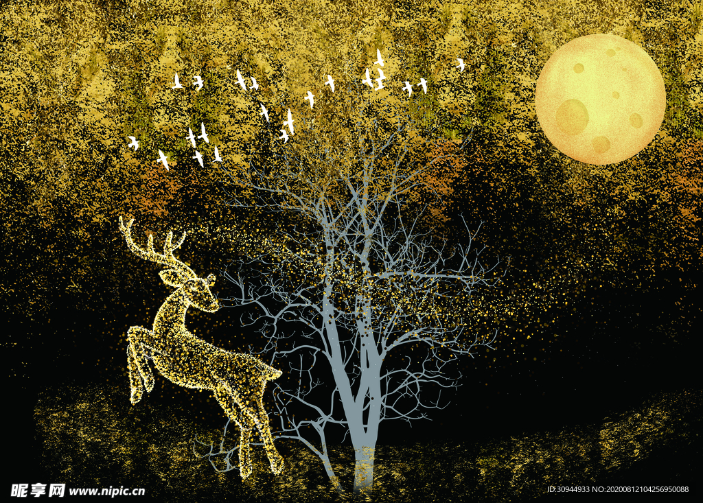 森林麋鹿装饰画