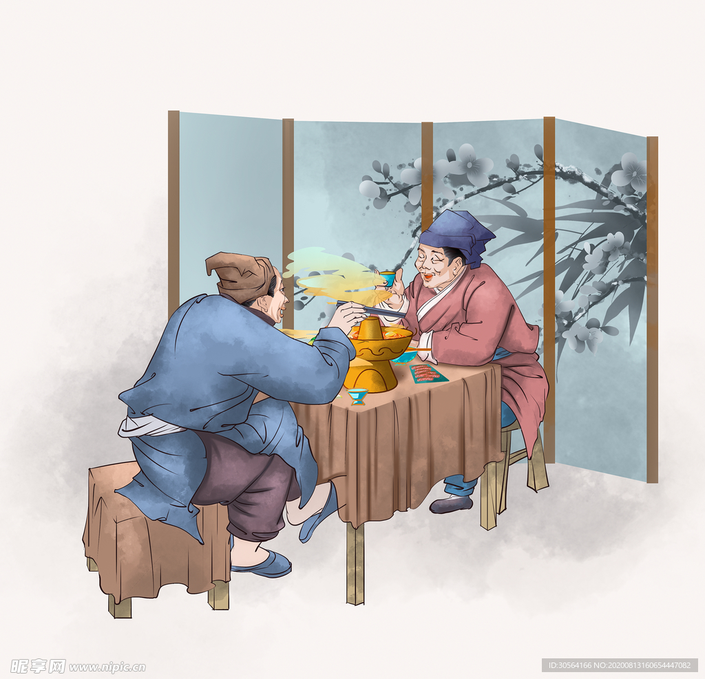 吃火锅美食人物传统合成海报素材