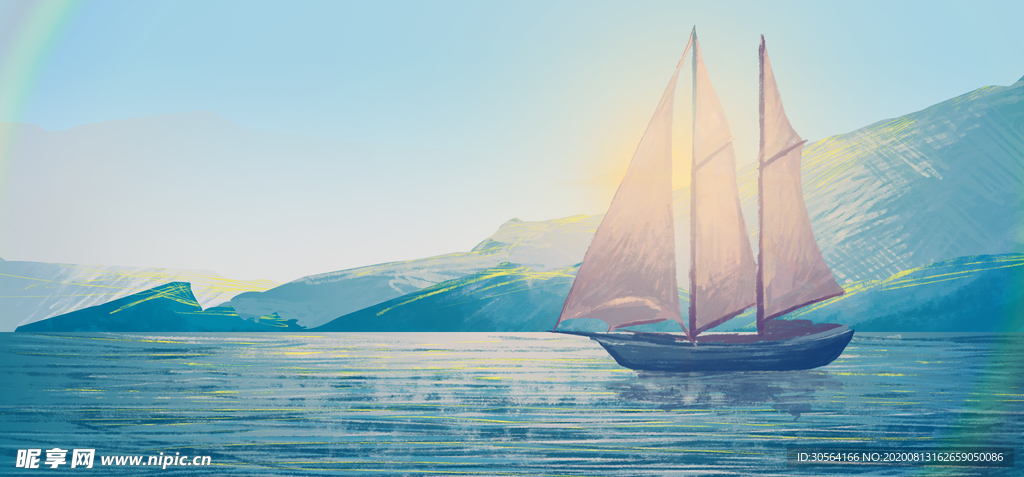 帆船梦幻海洋大海海报素材