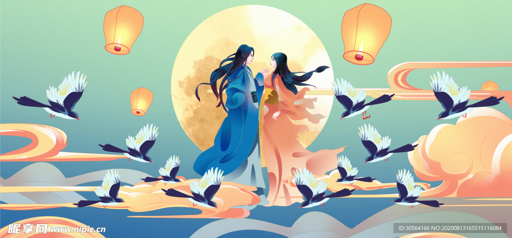 古风人物传统节日插画国风素材