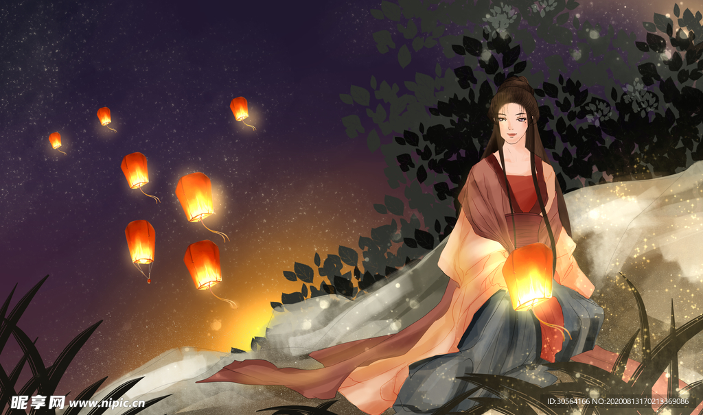 古风人物传统节日插画国风素材