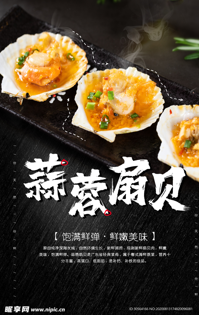 蒜蓉扇贝美食食材宣传海报素材
