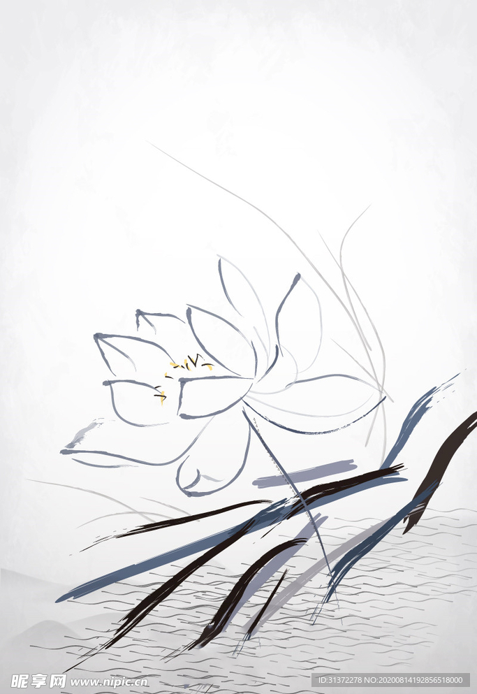 水墨风荷花图片