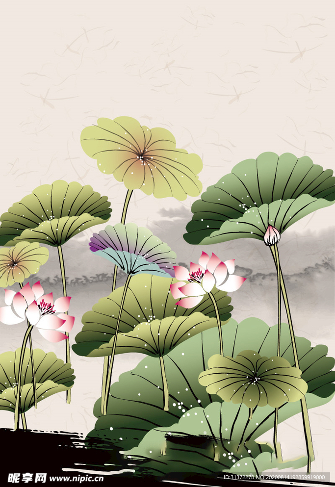 水墨风荷花图片