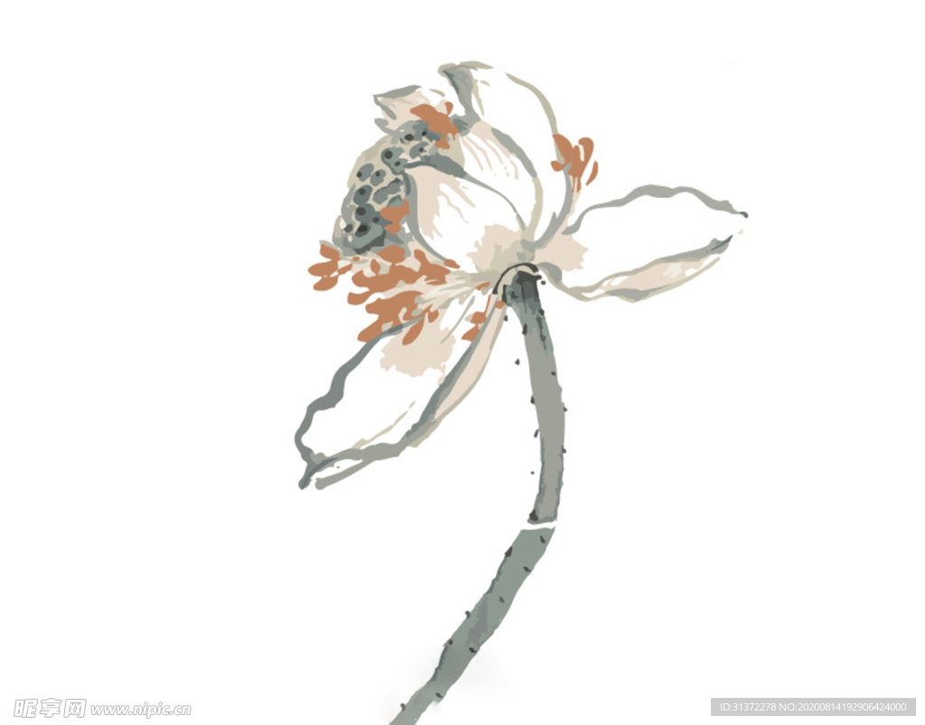 水墨风荷花图片