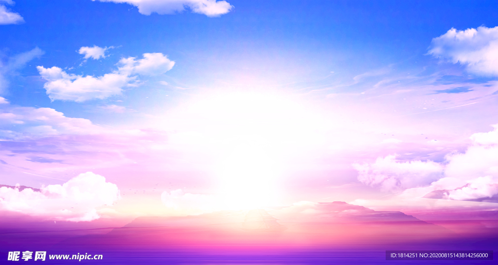 蓝天白云光芒阳光背景