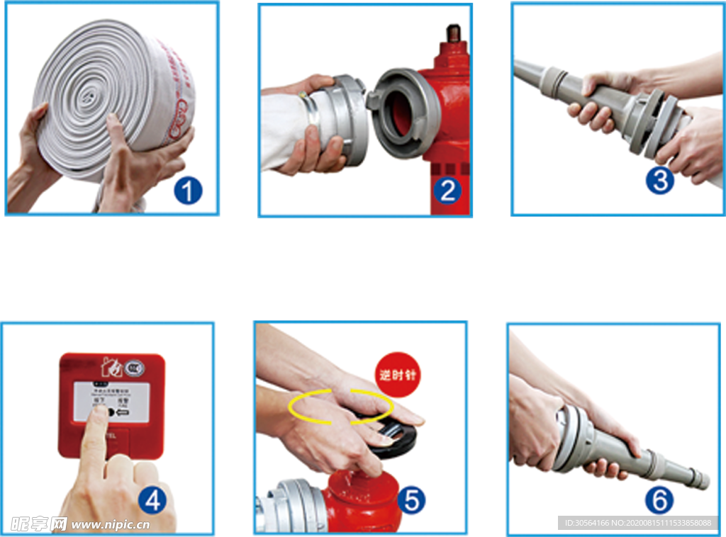 消防栓使用方法合成海报素材