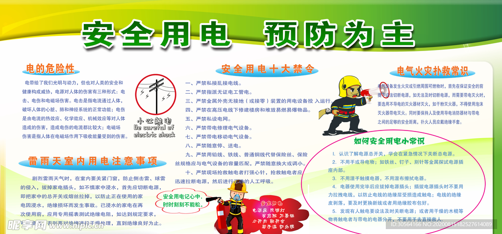 安全用电社会公益文化墙展板