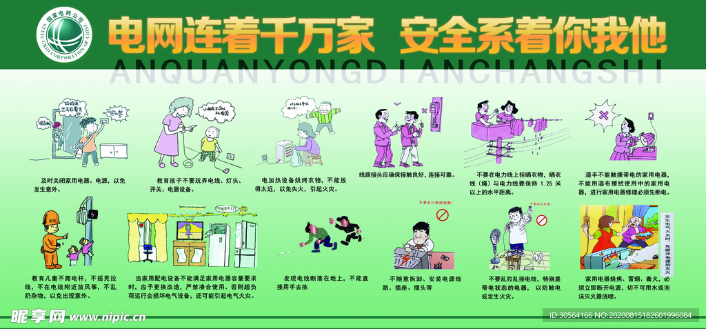 安全用电社会公益文化墙展板