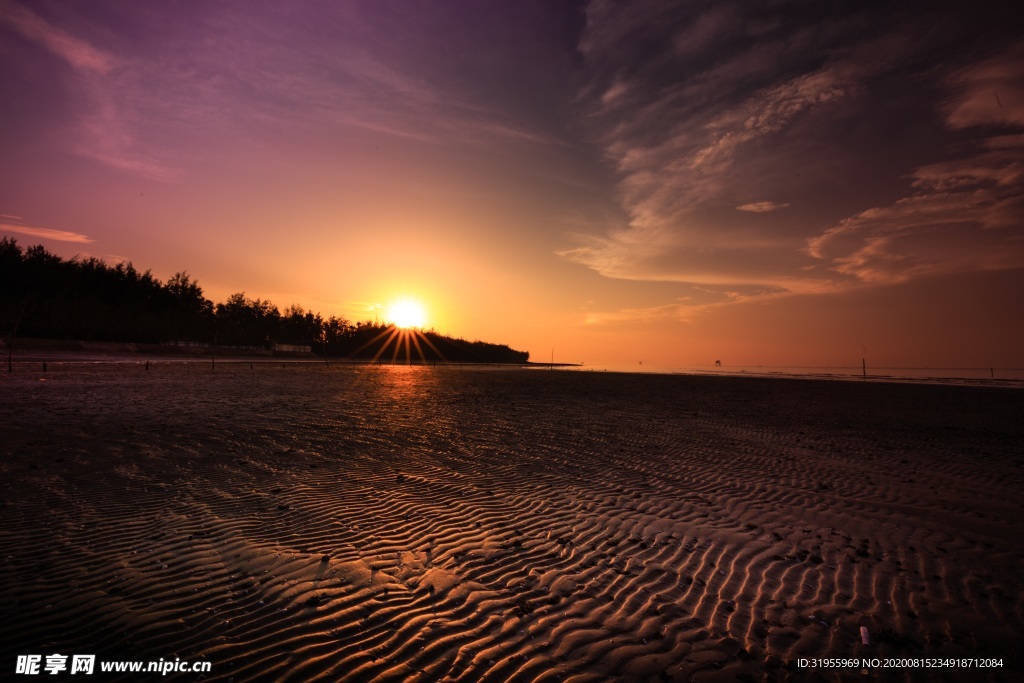 海滩 日出