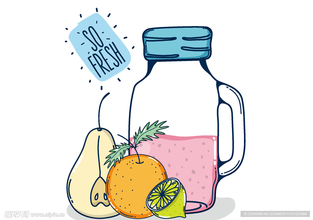 果汁饮料手绘