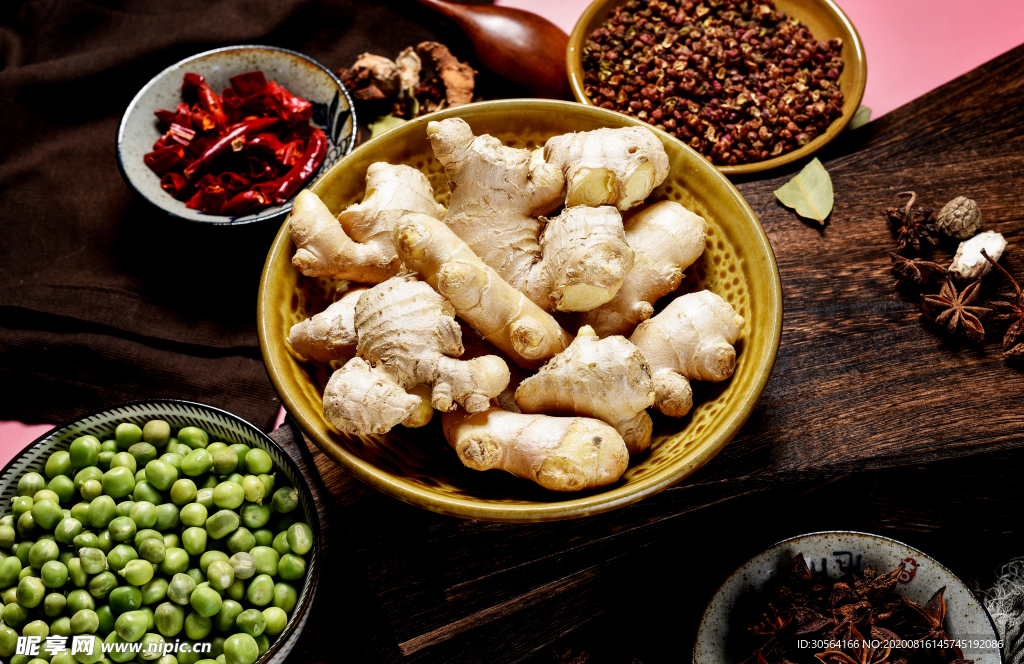 生姜食材配料合成背景素材