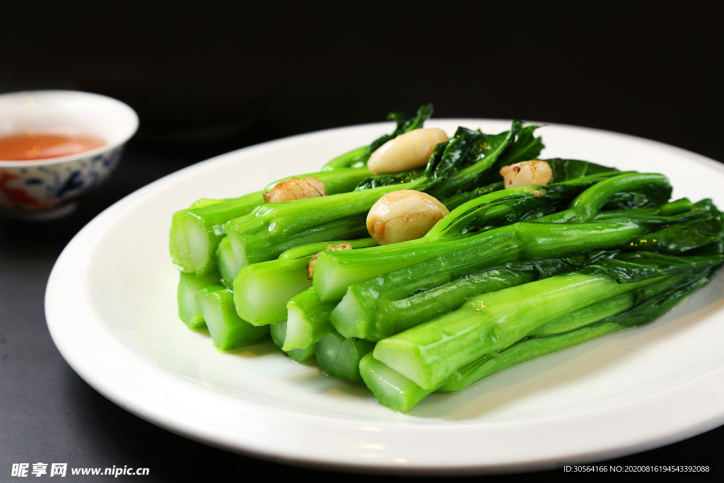 清炒菜心美食食材餐饮背景素材