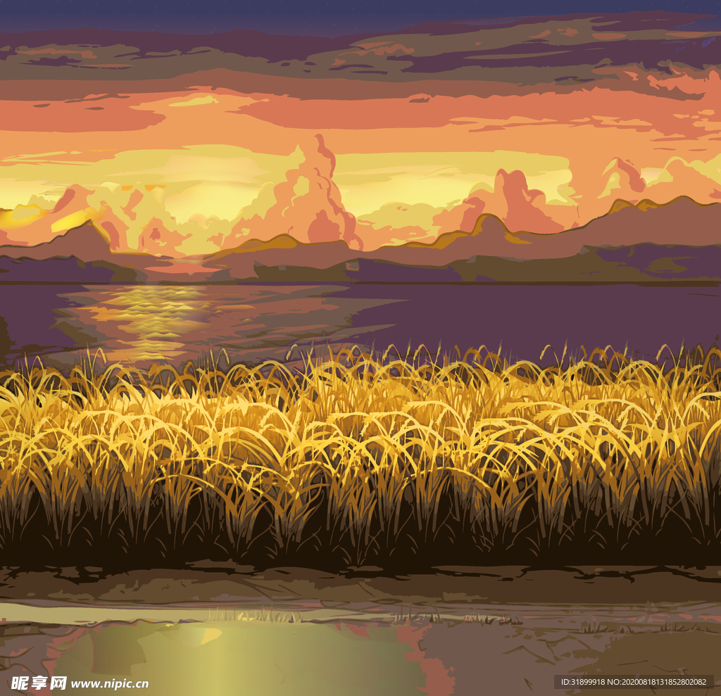 矢量景色 自然风光 手绘 插画