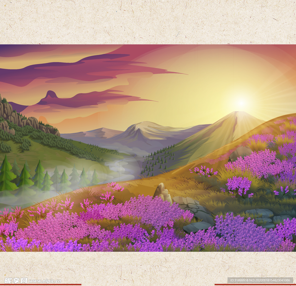 矢量景色 自然风光 手绘 插画