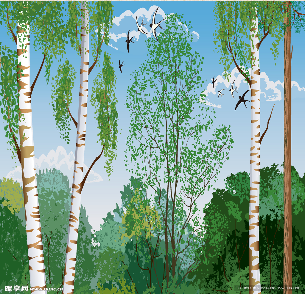 矢量景色 自然风光 手绘 插画