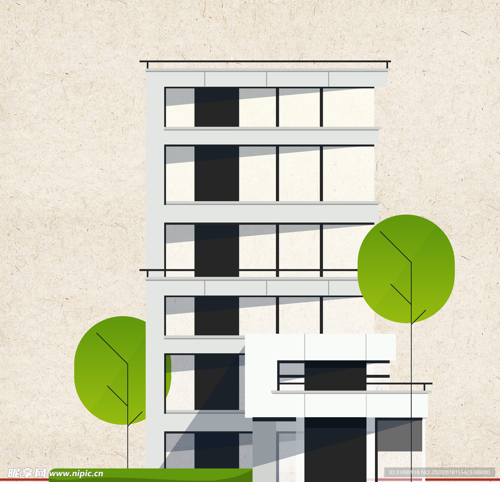 扁平风 矢量图 建筑 高楼