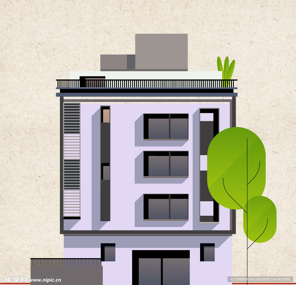 扁平风 矢量图 建筑 高楼