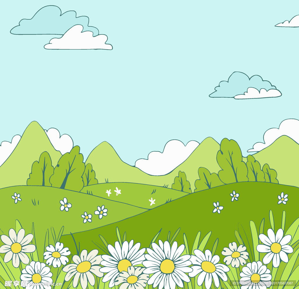 矢量景色 自然风光 手绘 插画