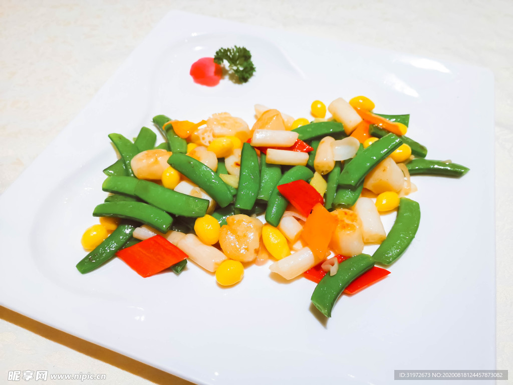 热菜 碧绿白果炒澳带