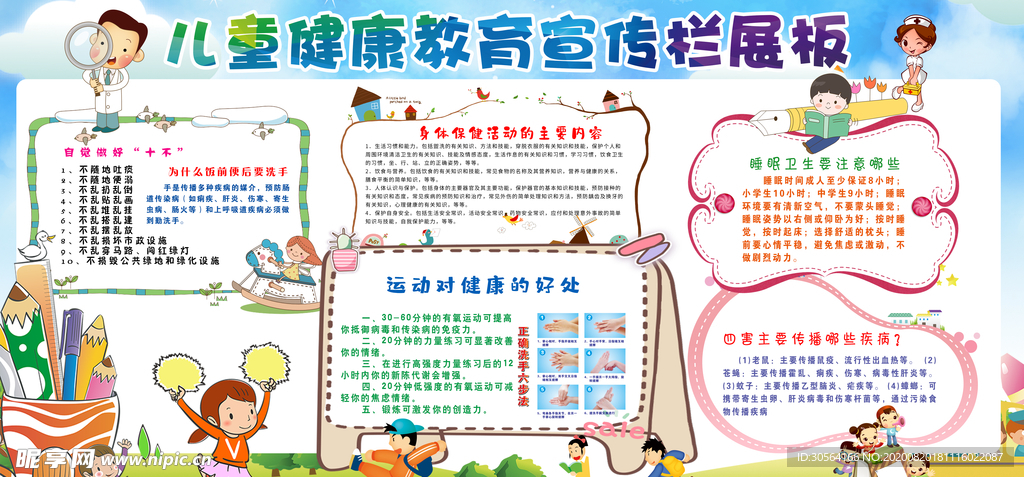 儿童健康教育社会宣传展板