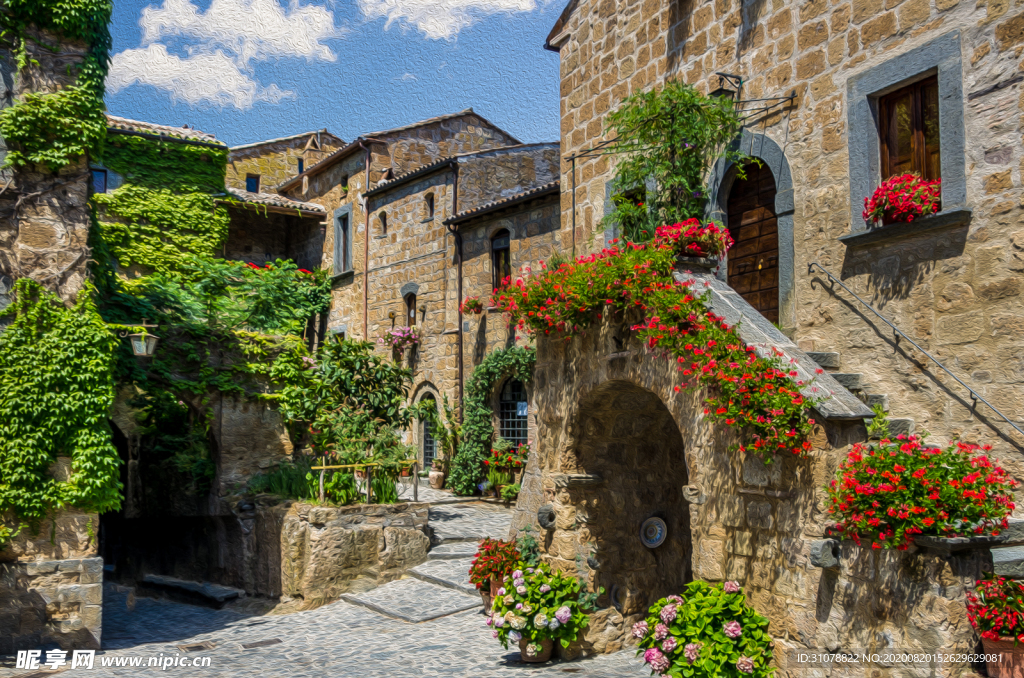 中世纪田园风景摄影图