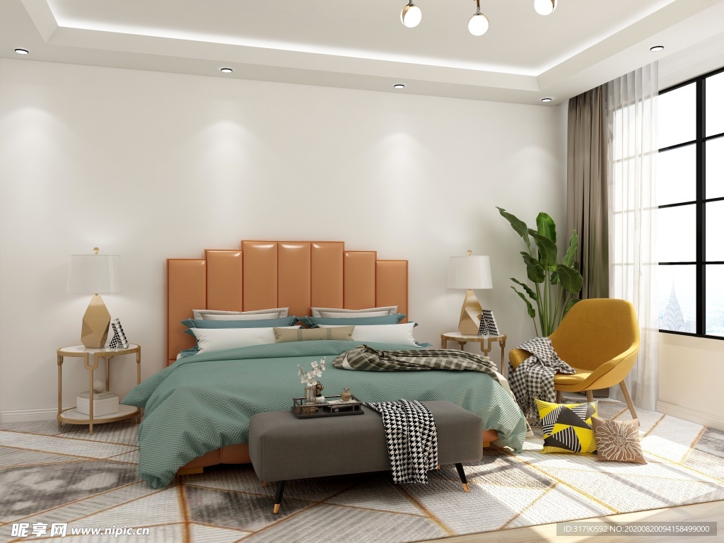 室内温馨简约卧室效果图