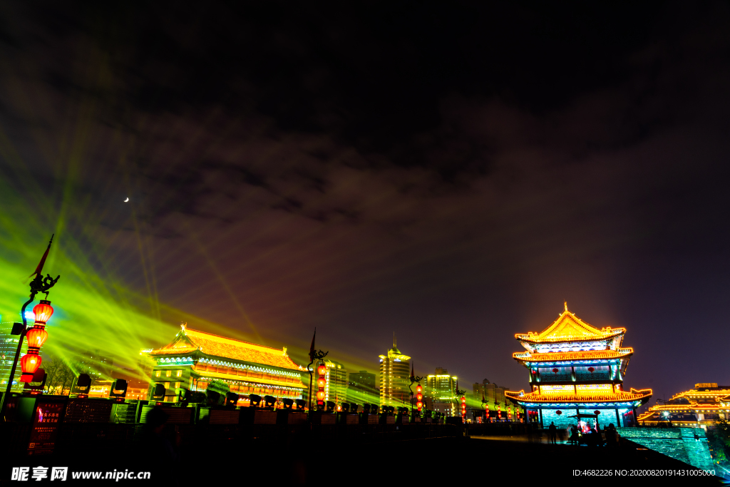 西安古城墙永宁门夜景