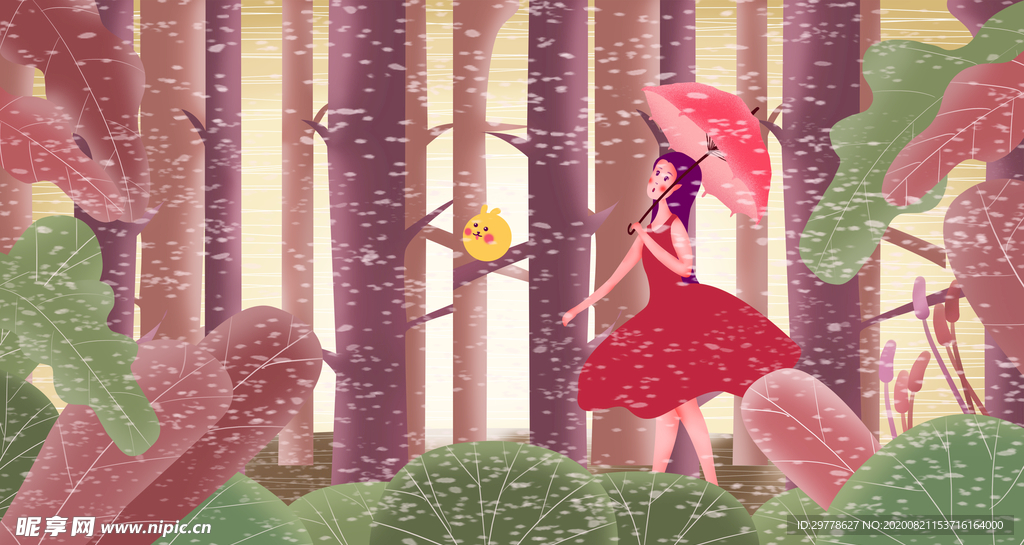 唯美插画探险少女