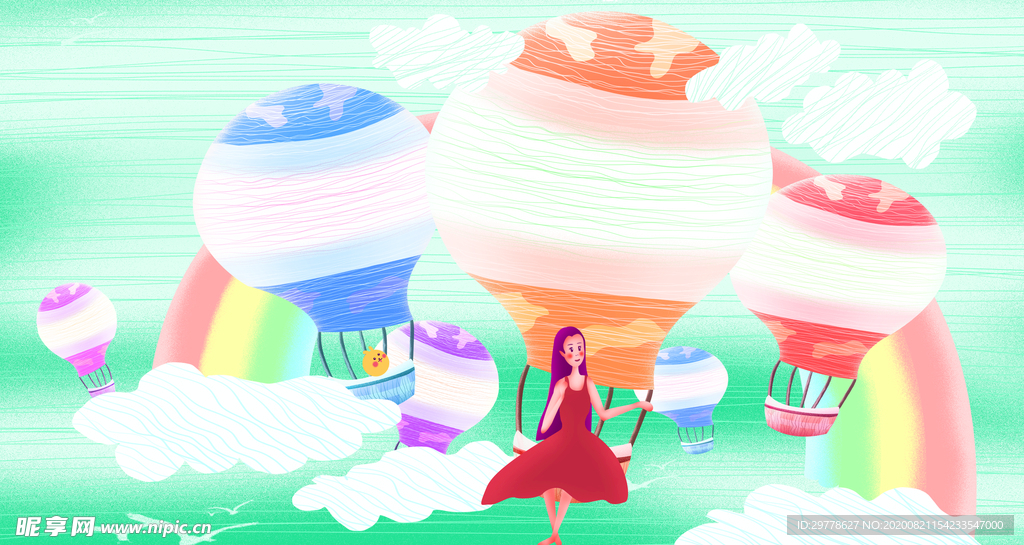 唯美插画探险少女