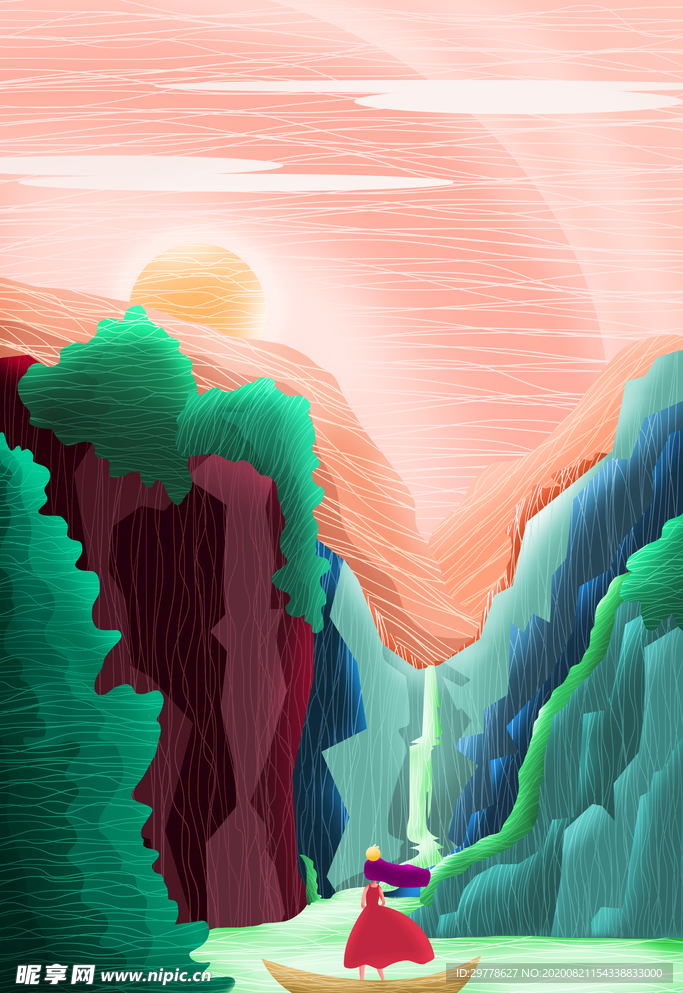 唯美插画探险少女