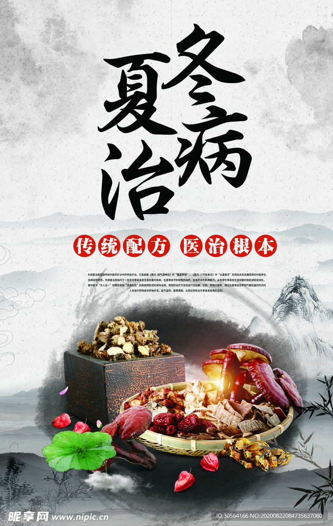夏治冬病传统文化公益宣传海报
