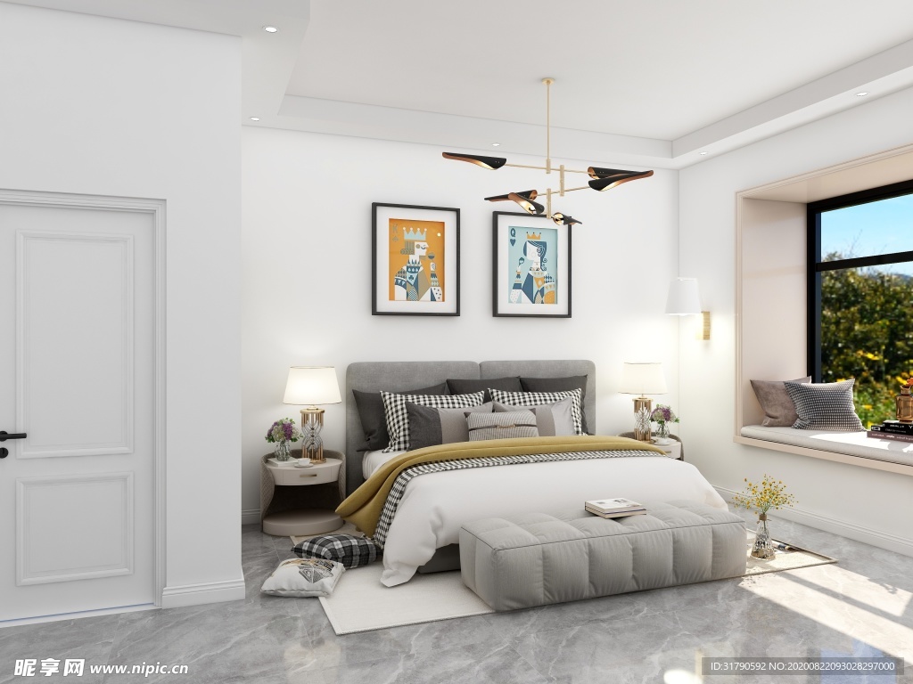 简约卧室室内高清图
