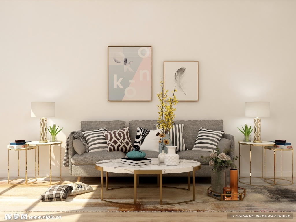 室内简约沙发背景图