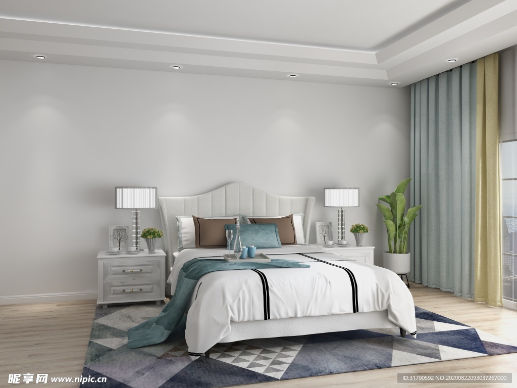 现代卧室背景图