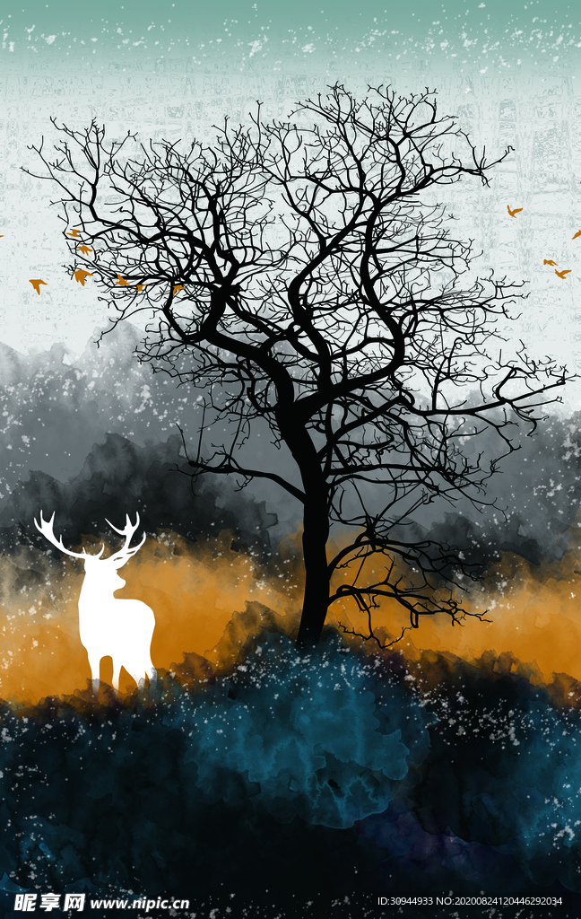 森林麋鹿装饰画