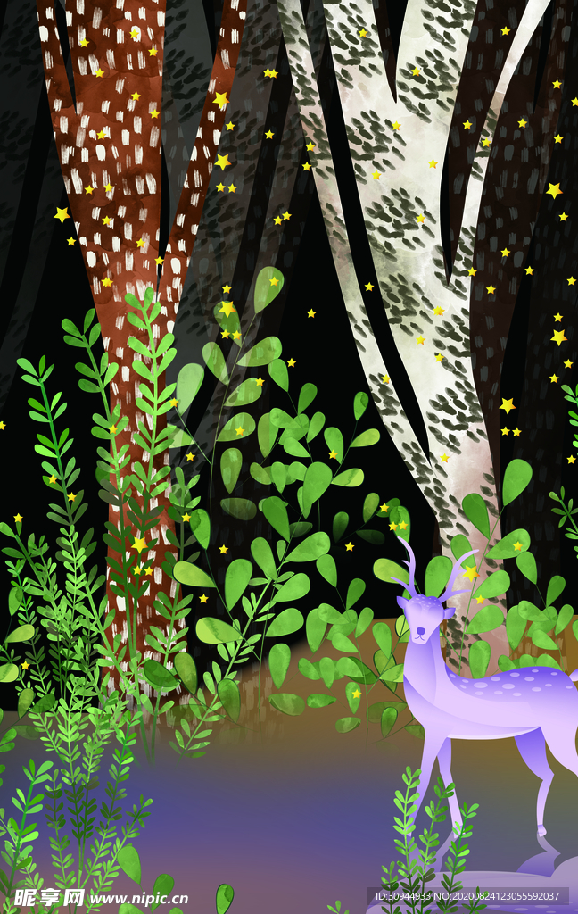 森林麋鹿装饰画