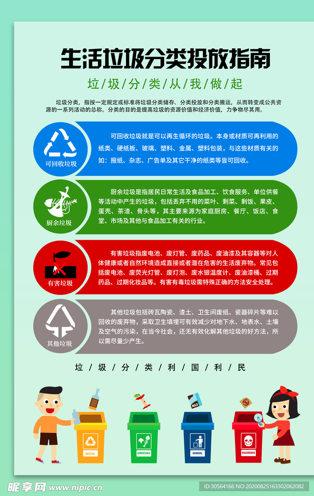 生活垃圾分类社会公益海报素材