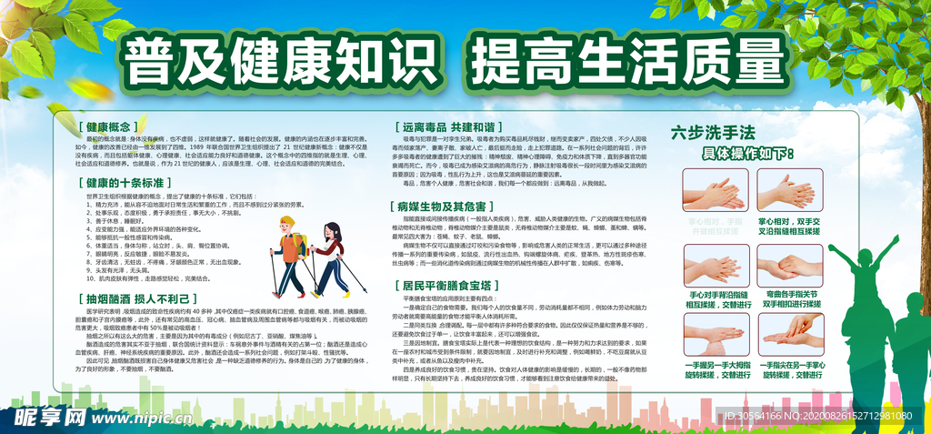 普及健康知识社会公益宣传展板