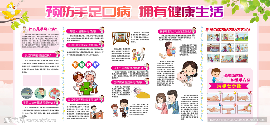 预防手足口病社会公益宣传展板