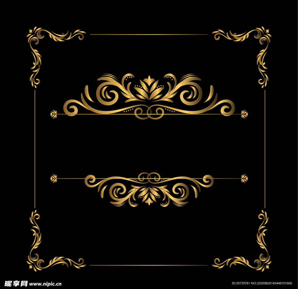 矢量精美金色花纹