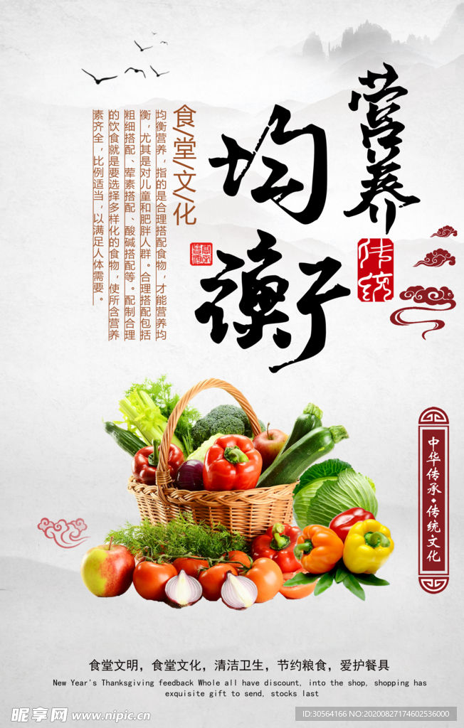 营养均衡食堂文化公宣海报素材