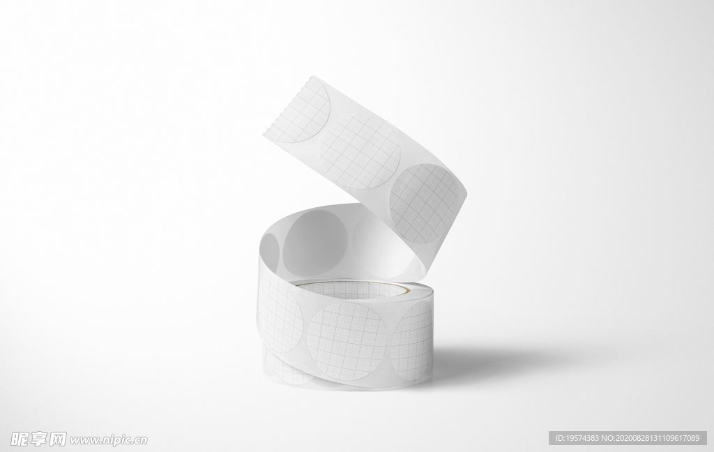 圆卷贴纸样机集