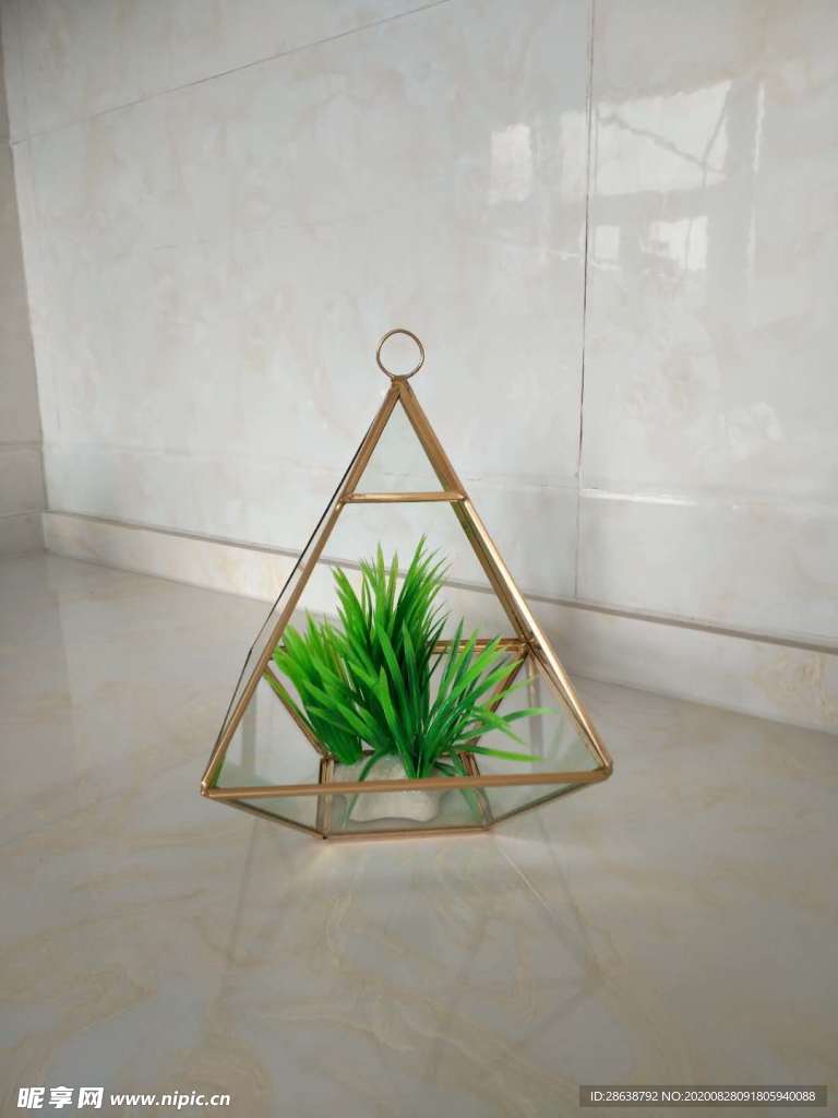 四边形几何玻璃花房摆件实拍图