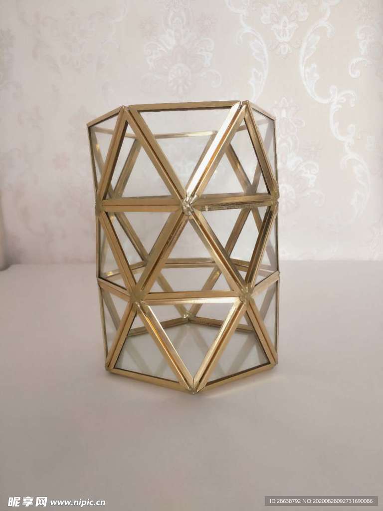 北欧风几何玻璃花房摆件实拍图